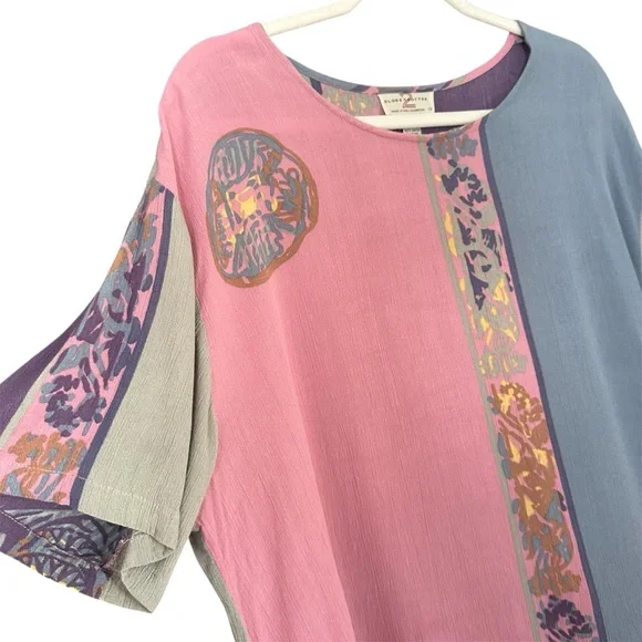 Vintage 80's 90's Wearable Art Oversized Printed Boho Shirt Size 1X - Picture 2 of 5